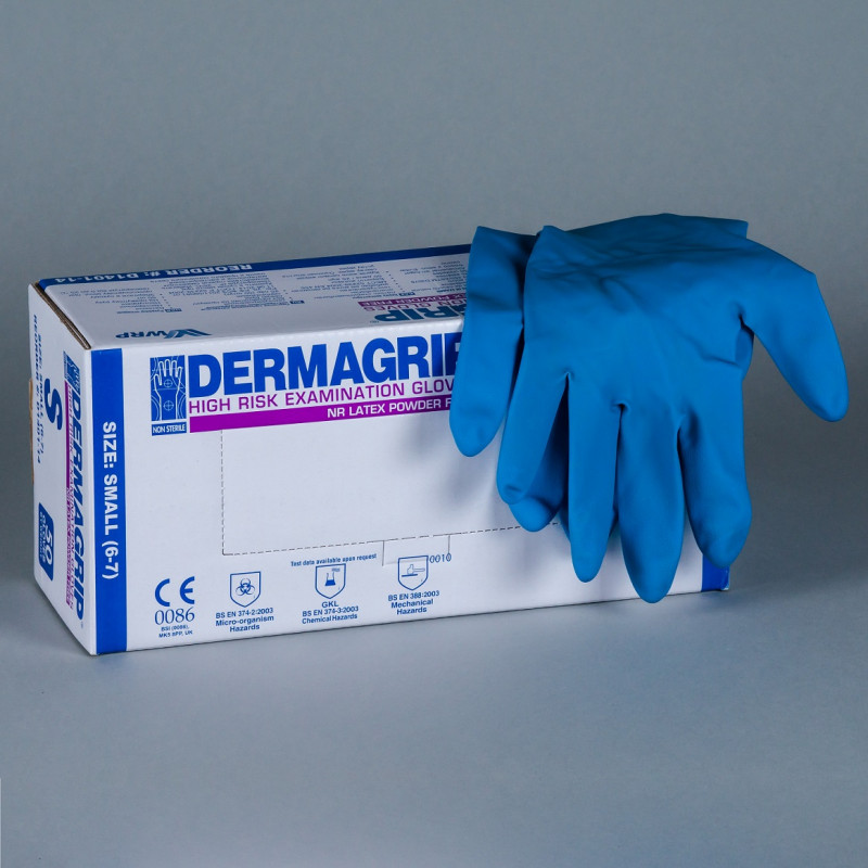 Перчатки латексные DERMAGRIP HIGH RISK (особо прочные) р. M (1 пара)